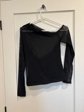 Abercrombie & Fitch Black Sheer Long-Sleeve Mesh Top